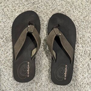 Like new! Cobian brown flip flops